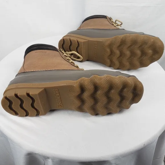 NWOB Sperry Men's Leather Upper Brown and Tan Duck Waterproof Boots Sz 9M