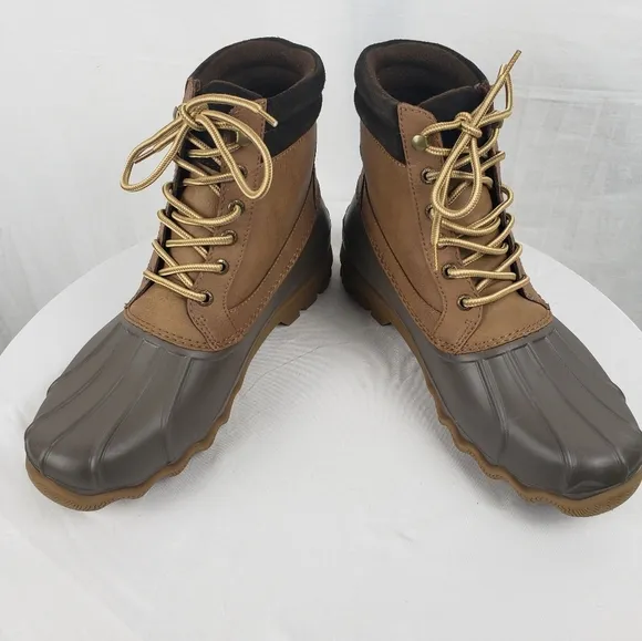 NWOB Sperry Men's Leather Upper Brown and Tan Duck Waterproof Boots Sz 9M