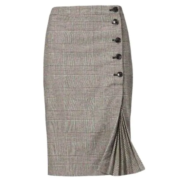 NWOT Banana Republic Wool Blend plaid side button skirt size 4