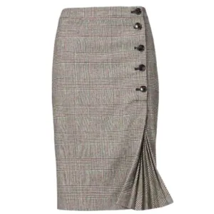 NWOT Banana Republic Wool Blend plaid side button skirt size 4
