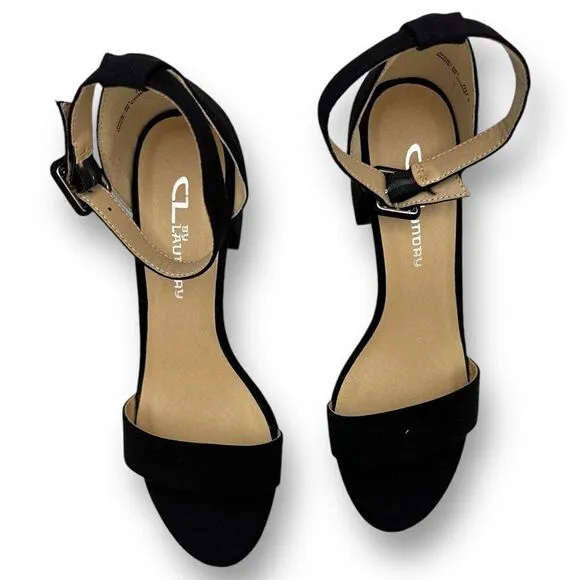 NWOT CL By Laundry Womens Jody Block Heel Sandals Black Size 7
