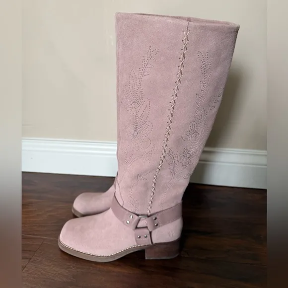 NWOT Elegant Pink Soft Suede Knee-High Lucky Brand Women's Boots-Size 5.5