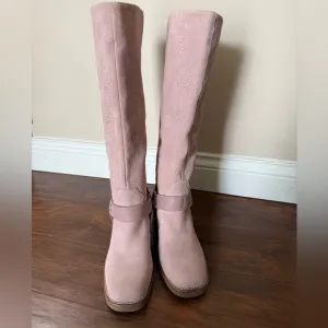 NWOT Elegant Pink Soft Suede Knee-High Lucky Brand Women's Boots-Size 5.5
