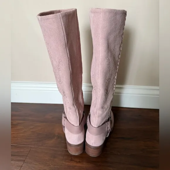 NWOT Elegant Pink Soft Suede Knee-High Lucky Brand Women's Boots-Size 5.5