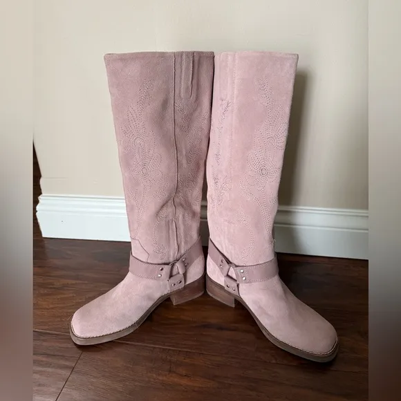 NWOT Elegant Pink Soft Suede Knee-High Lucky Brand Women's Boots-Size 5.5