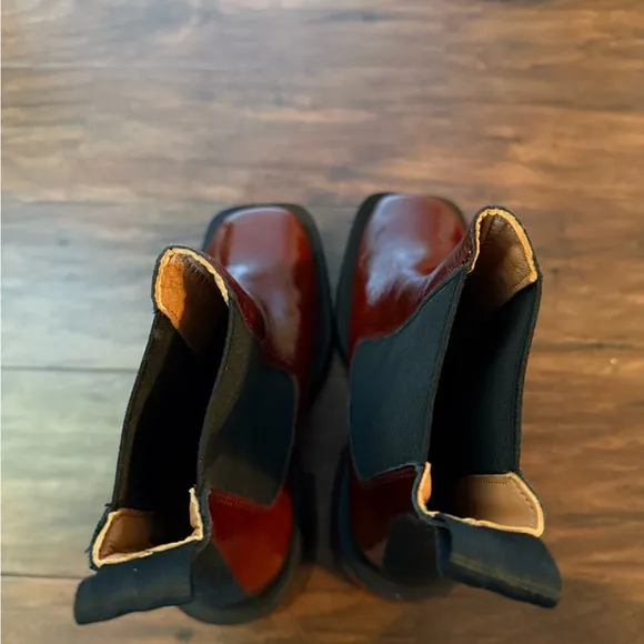 NWOT Ganni Elegant Chestnut Brown Leather Ankle Boots-Size 5, Euro 35