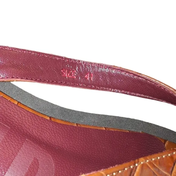 NWOT STAUD Tessa Croc-Embossed Leather Platform Thong Sandals Womens Size 10.5