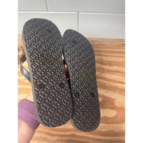 NWOT Tory Burch PVC/EVA Flip Flop Flat Sandals Wildlife Animal Print Logo