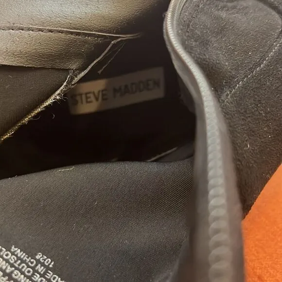 NWOT  Steve Madden Black Sueded High Ankle Boots - Size 10M