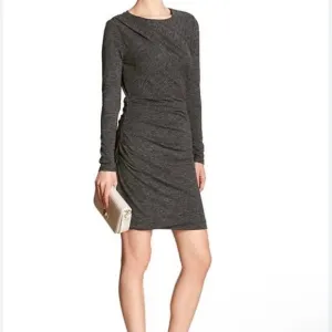 NWT $90 Banana Republic Dark Gray Charcoal Ruched Jersey Mini Bodycon Dress