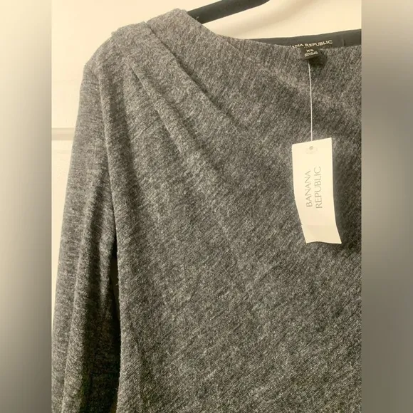 NWT $90 Banana Republic Dark Gray Charcoal Ruched Jersey Mini Bodycon Dress