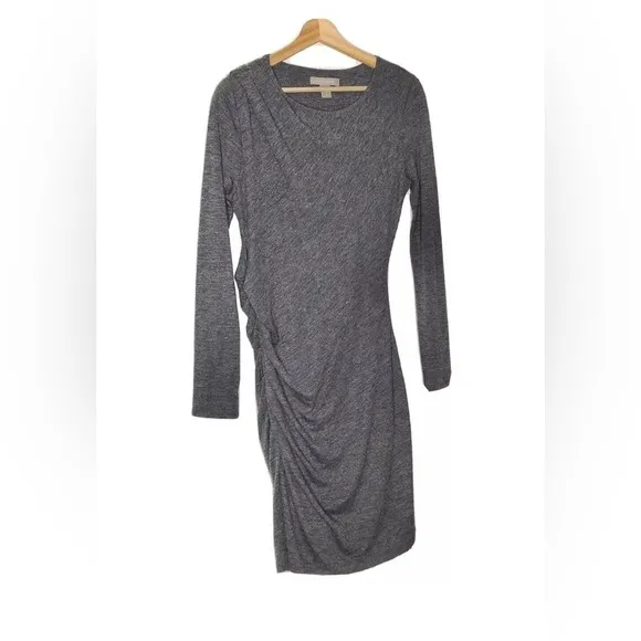 NWT $90 Banana Republic Dark Gray Charcoal Ruched Jersey Mini Bodycon Dress