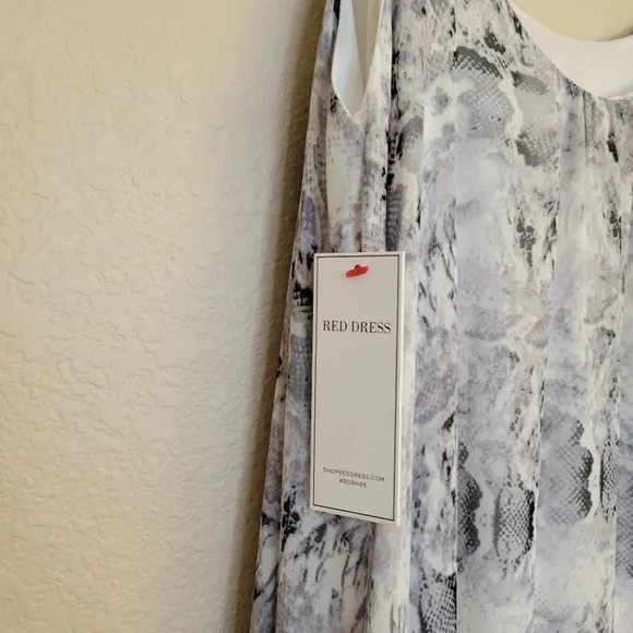 NWT AURA The Label Red Dress Company Grey Animal Print Spaghetti Strap