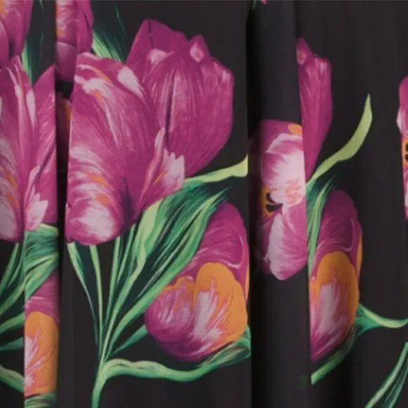 NWT DALIA MACPHEE Women's One Shoulder Bold Floral Asymmetrical Maxi Dress