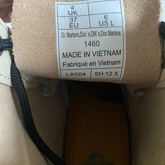 NWT Dr. Martens 1460 Floral Mashup Parchment Beige Women's Leather Boots Size 6