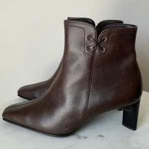 Nwt Gabor Made in Austria Brown Leather Heel Ankle Boots size 6