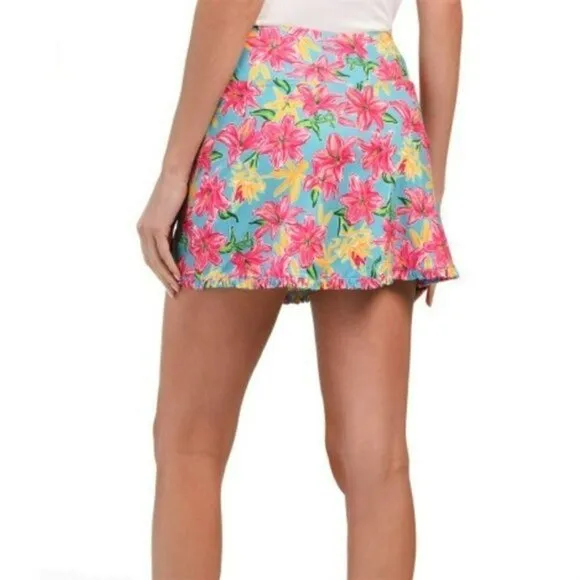 NWT GOTTEX GOLF Nikki UPF 50 Golf Floral Print Ruffle Trim Skort