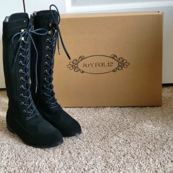 ♥️NWT♥️ JOYFOLIE GIRLS GENUINE SUEDE LACE UP BOOTS