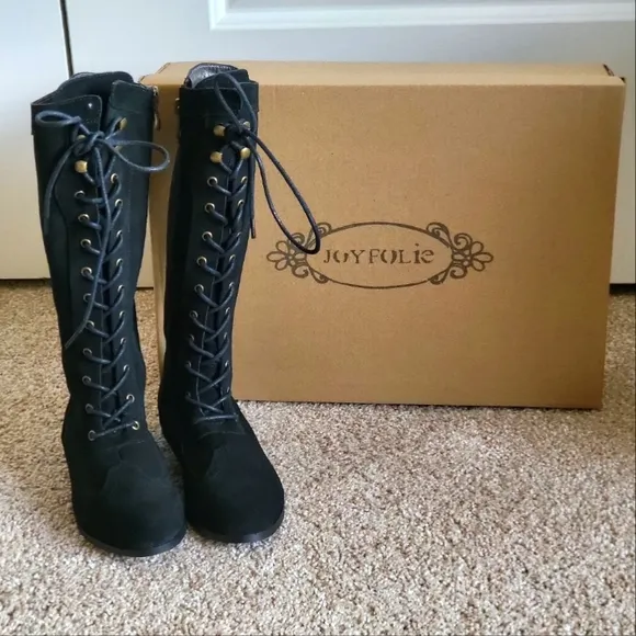 ♥️NWT♥️ JOYFOLIE GIRLS GENUINE SUEDE LACE UP BOOTS