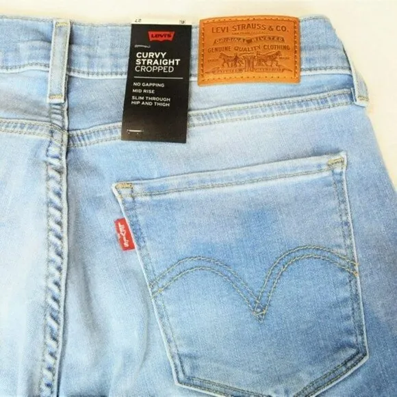 NWT LEVIS Curvy Straight Cropped Lightly Buzzed Destructed Jeans