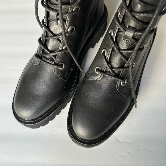 NWT Madewell The Rayna Lace-Up Boot in Leather / Black / Size 7