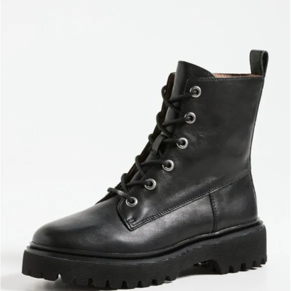 NWT Madewell The Rayna Lace-Up Boot in Leather / Black / Size 7