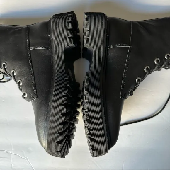 NWT Madewell The Rayna Lace-Up Boot in Leather / Black / Size 7