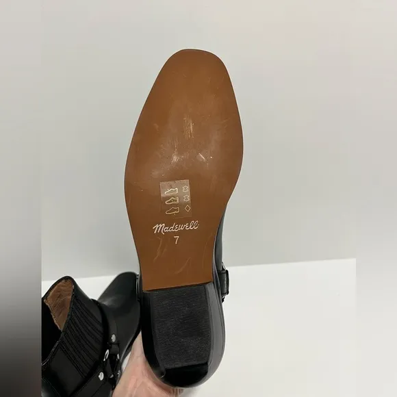 NWT Madewell The Santiago Western Ankle Boot in true black leather 7 comfortable
