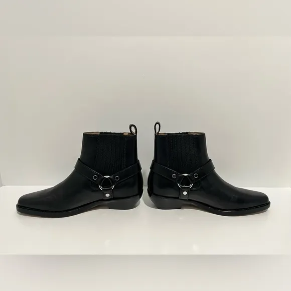NWT Madewell The Santiago Western Ankle Boot in true black leather 7 comfortable