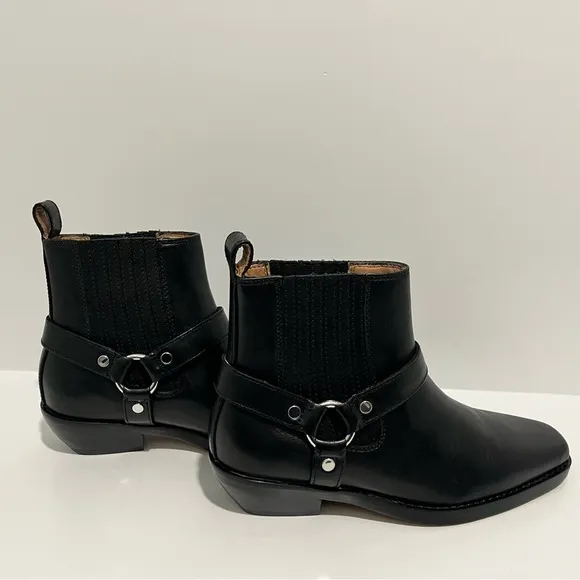 NWT Madewell The Santiago Western Ankle Boot in true black leather 7 comfortable