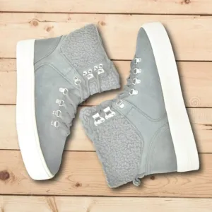 NWT MARC FISHER Suede Leather Faux Fur Trim Cozy Hiker Booties