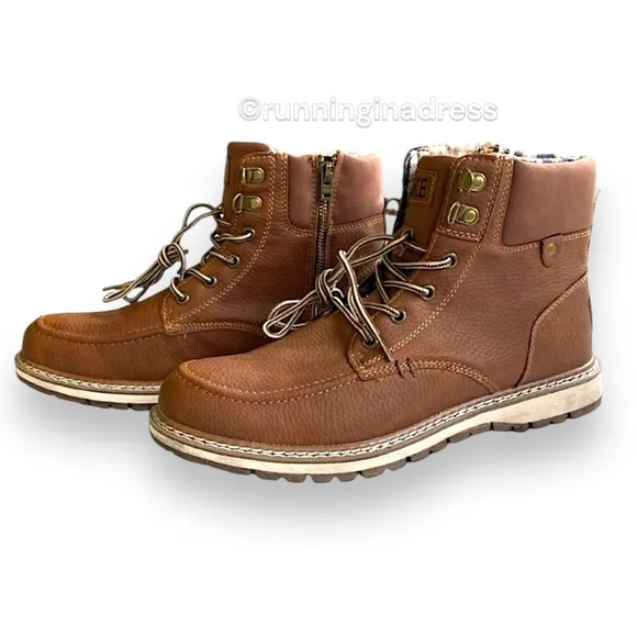 NWT Men's BKE From Buckle Midtown Boot in Color Cognac With Plaid Lining Size 10