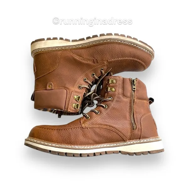 NWT Men's BKE From Buckle Midtown Boot in Color Cognac With Plaid Lining Size 10