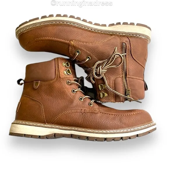 NWT Men's BKE From Buckle Midtown Boot in Color Cognac With Plaid Lining Size 10