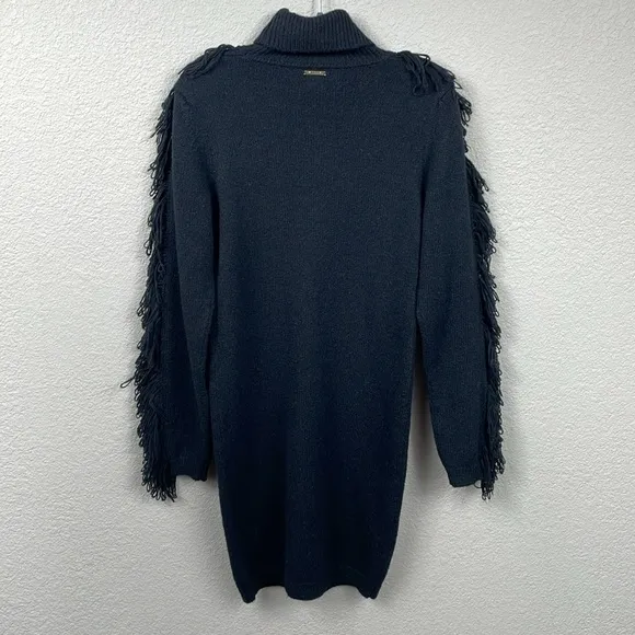 NWT Milly Rowe Fringe Sleeve Sweater Dress Mini Bodycon Turtleneck Sz P