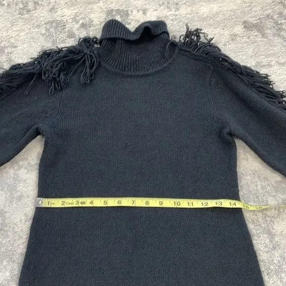 NWT Milly Rowe Fringe Sleeve Sweater Dress Mini Bodycon Turtleneck Sz P