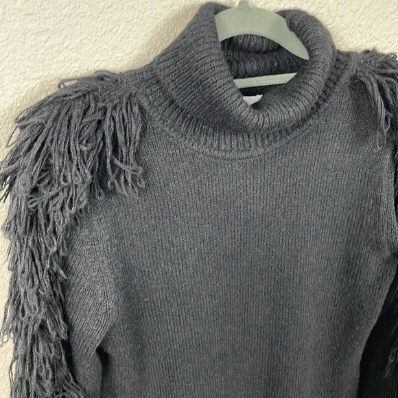 NWT Milly Rowe Fringe Sleeve Sweater Dress Mini Bodycon Turtleneck Sz P