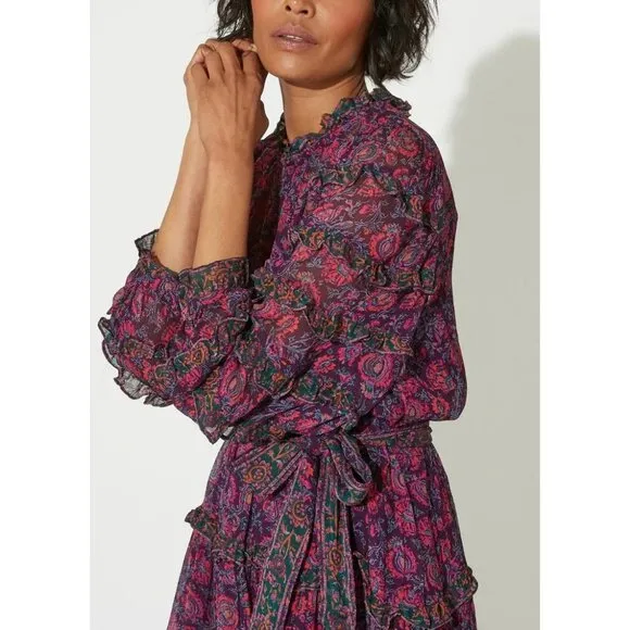 NWT new size S CLEOBELLA ROSALIA MINI DRESS ruffle slip dress w/belt Revolve $26