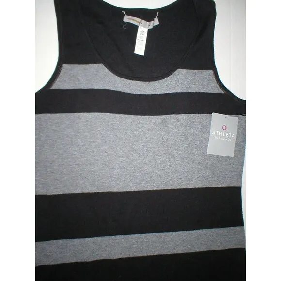 NWT New Womens Athleta L Sleeveless Sweater Dress Black Gray Reversible Haven