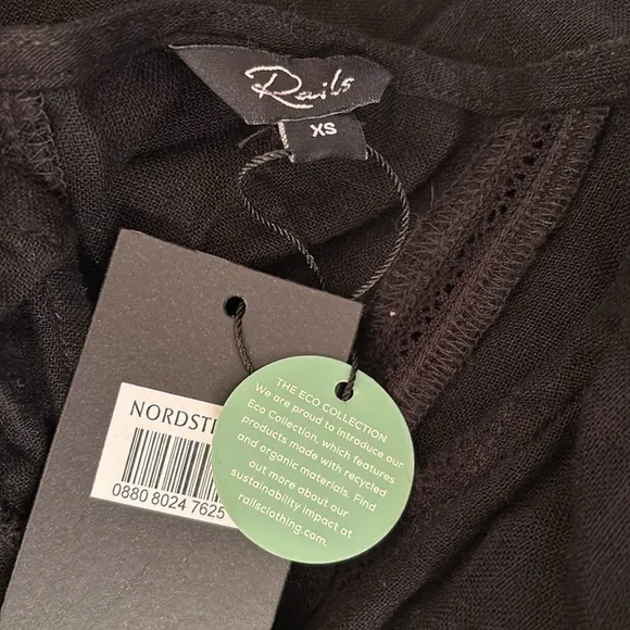 NWT Rails Women’s Black Tara Smocked Waist Dress - size XS