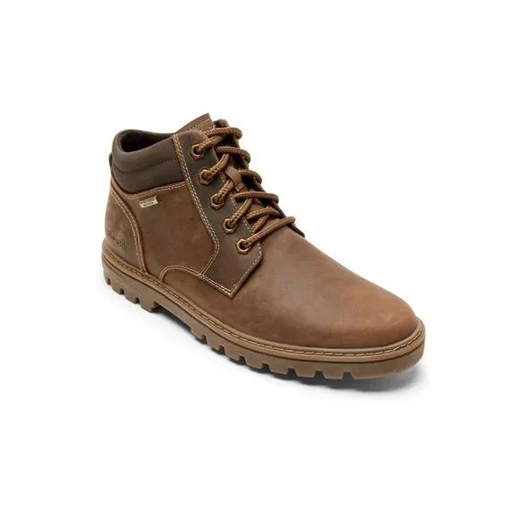NWT ROCKPORT Mens Brown Weather Or Not Toe Block Heel Leather Boots Shoes 11 W