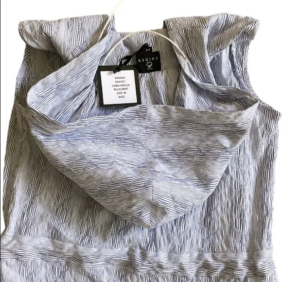 NWT SNIDER Blue White Juma Hooded Dress Sz M