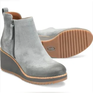 NWT Sofft Emeline Waterproof Suede Platform Wedge Boots Moon Gray Aqua Sofft 9