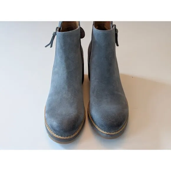 NWT Sofft Emeline Waterproof Suede Platform Wedge Boots Moon Gray Aqua Sofft 9