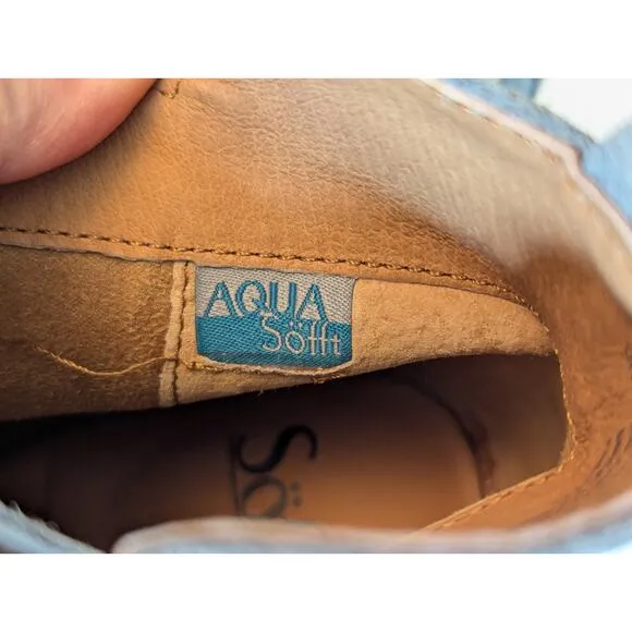 NWT Sofft Emeline Waterproof Suede Platform Wedge Boots Moon Gray Aqua Sofft 9