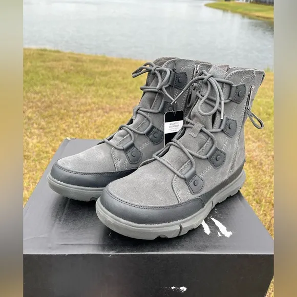 NWT Sorel Mens Explorer Waterproof Double Zip Gray Boots Size 10