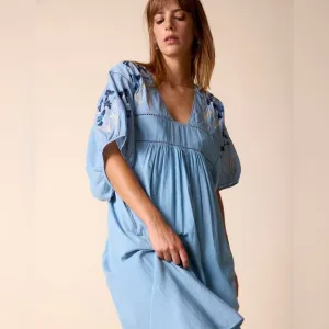 NWT St. Roche HAND LOOMED Lake Mini Dress Wedgewood Blue size XS