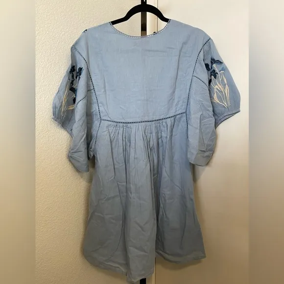 NWT St. Roche HAND LOOMED Lake Mini Dress Wedgewood Blue size XS