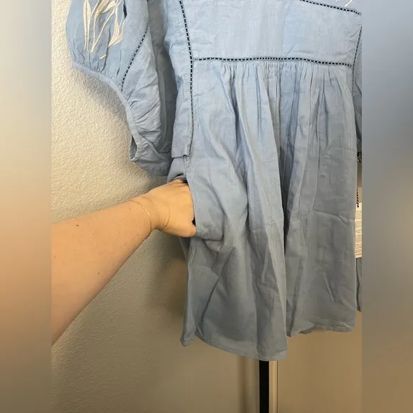 NWT St. Roche HAND LOOMED Lake Mini Dress Wedgewood Blue size XS