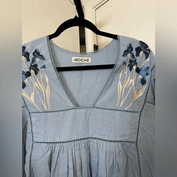 NWT St. Roche HAND LOOMED Lake Mini Dress Wedgewood Blue size XS